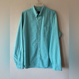 J Crew Flex Mens XL 100% Cotton Green Button Down Shirt Long Sleeve Top